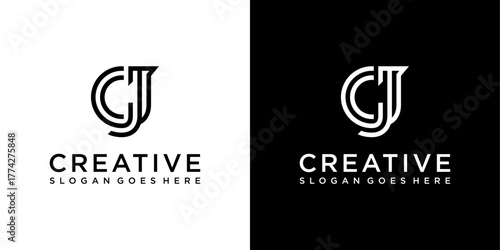 CJ or JC initial letter logo design vector