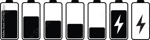 Modern battery icon with power symbol and energy flow