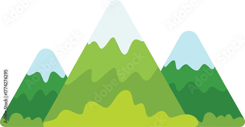 Green Mountains Flat Design Vector - Nature Landscape Travel Adventure Icon