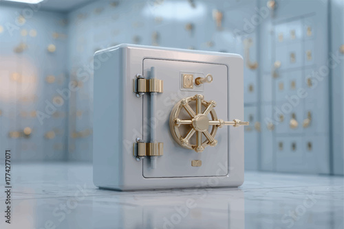 Safe deposit box with golden locking mechanism for wealth security