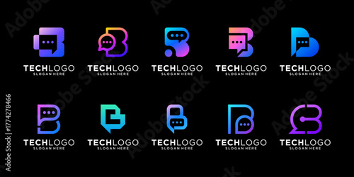Set of letter B chat talk logo design inspiration.