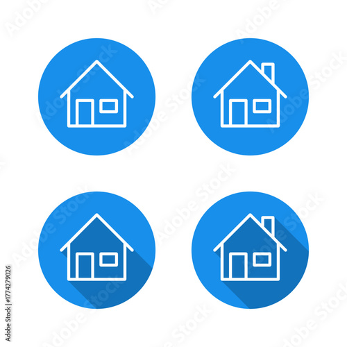 House outline icon with long shadow. Home architecture and real estate building symbol