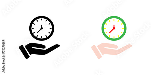 Time management icon set .pictogram isolated on white background. color editable