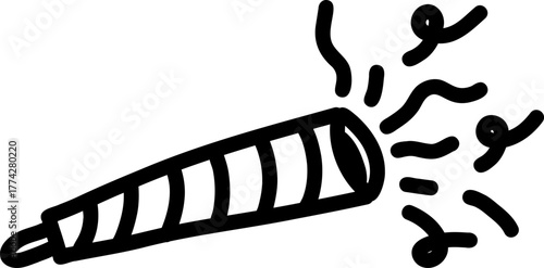 Party horn noise maker doodle icon. A simple hand-drawn sketch of a blower celebrating for a birthday or New Year's party.