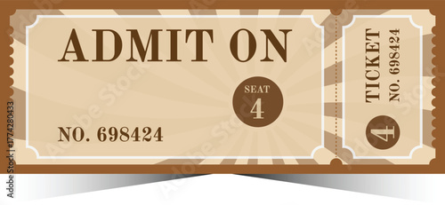 Vintage Retro Admit One Ticket Vector Design
