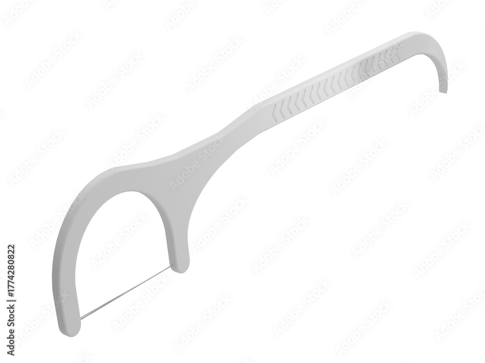Fototapeta premium White dental floss pick isolated on a transparent background 3D rendering