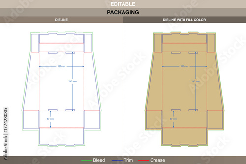 Cardboard display box dieline designed through controlled vector composition maintaining printing uniformity and packaging reliability lock end die line fold ensures closure