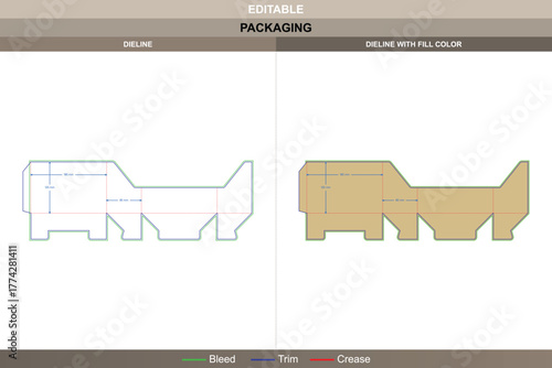 Display box dieline built through fine vector proportion promoting printing accuracy and packaging form consistent die line construction maintains solid display presentation