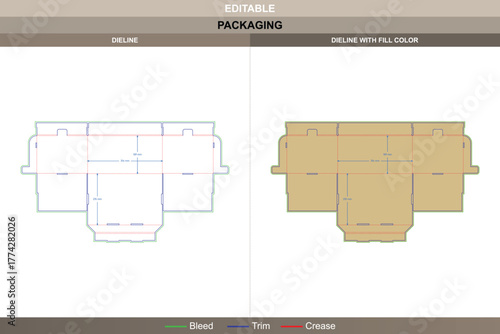 Display box dieline formed through layered vector setup improving printing balance and packaging dimension multi layer die line guidance maintains structured stacking alignment