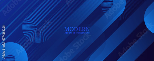 Dark blue abstract background with geometric shapes. Modern gradient diagonal curved lines with dynamic shapes. Geometric minimalist. modern trendy design, eps10