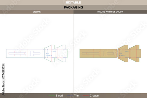 Display stand dieline mapped through detailed vector lines enhancing printing symmetry and packaging fit double bevel die line trace defines stylish structural strength