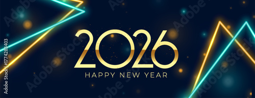 stylish happy new year stylish happy new year 2026 banner with neon lines