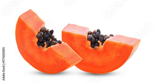 sliced of ripe papaya isolated transparent png