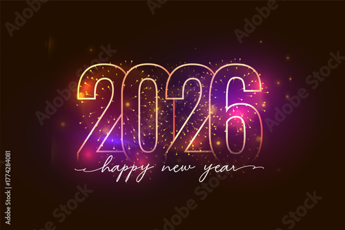 beautiful happy new year 2026 firework celebration template