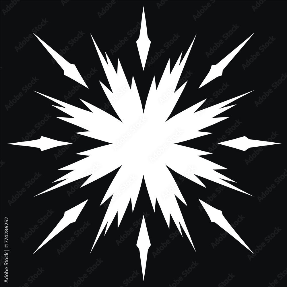 Obraz premium White Starburst Explosion on Black Background abstract
