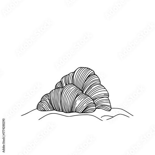 Delicious bakery croissants illustration for breakfast food pastry and cafe menu design vector line art drawing