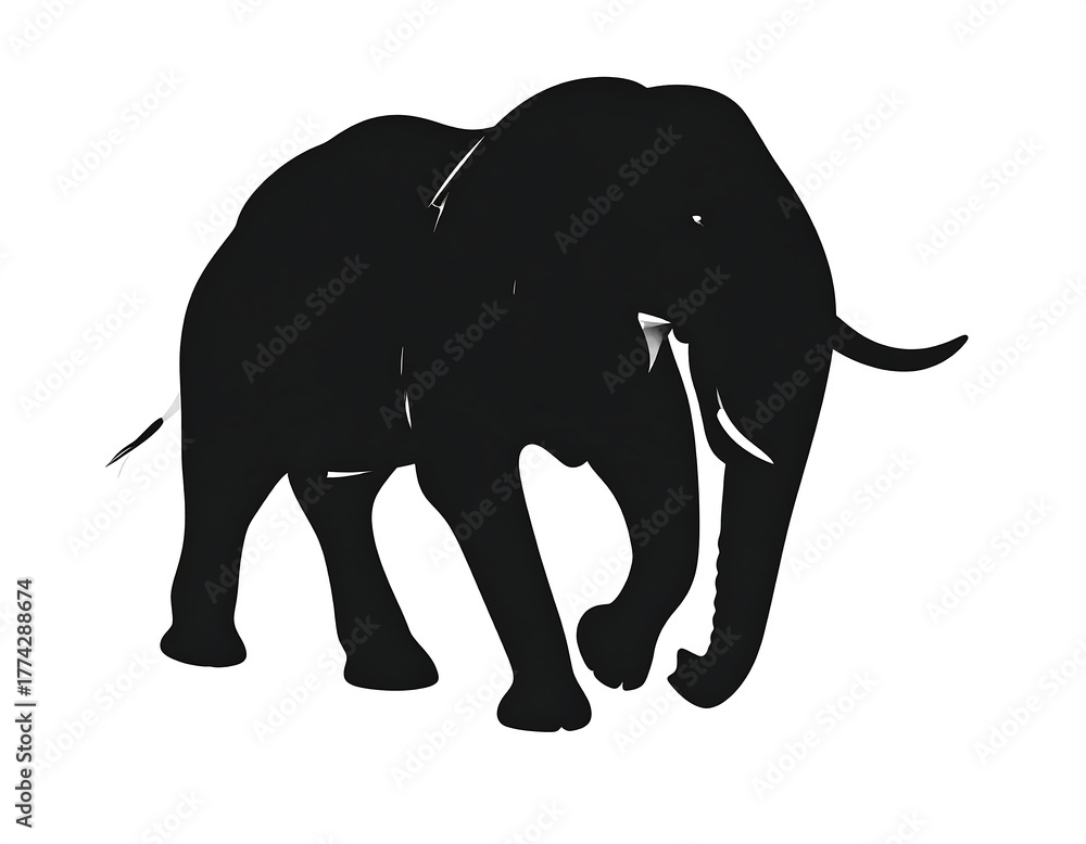 Obraz premium Silhouette of an African elephant walking forward