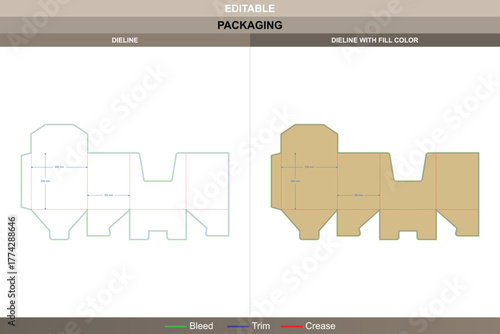 Display box dieline created by advanced vector detailing refining printing output and packaging reliability snap lock auto bottom die line assembly keeps sturdy display integrity