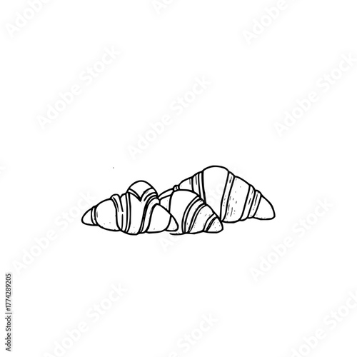 Delicious croissants drawing bakery pastry french breakfast viennoiserie food illustration sketch line art