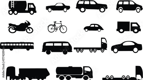 transportation icons set Vector Collection