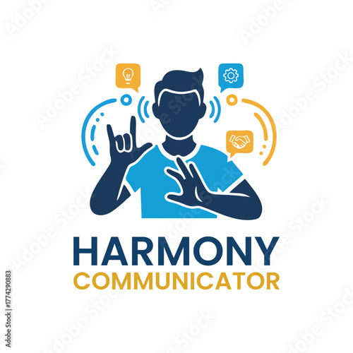 Harmony Communicator Sign Language Collaboration Vector Icon