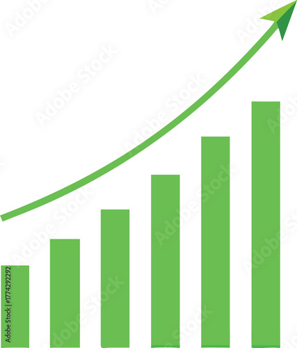 Free Download Green bar graph with an upward trending arrow illustrating growth - GFXLoad