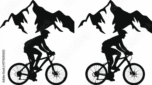 Dynamic cyclist conquers rugged mountain trails, embracing extreme adventure and freedom