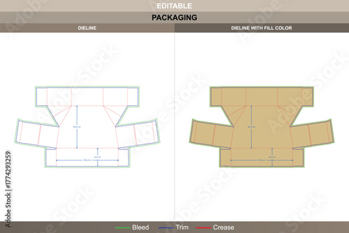 Polygonal display tray box dieline arranged by vector precision ensuring printing accuracy and packaging symmetry polygonal die line form defines geometric product presentation