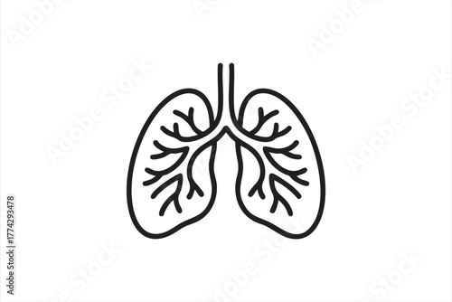 Outline lungs icon for biology, education, and medical infographic projects