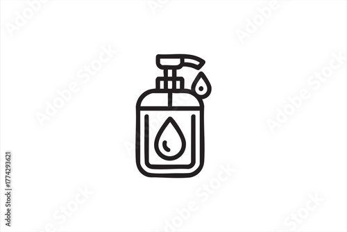 Outline sanitizer icon for healthcare, safety, and virus prevention graphics