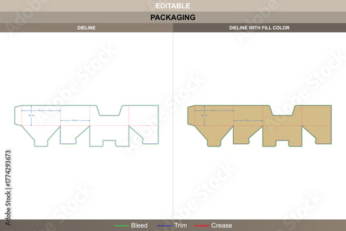 Product display box dieline drawn with technical vector detail ensuring printing alignment and packaging fit auto bottom snap lock die line keeps structure firm during setup