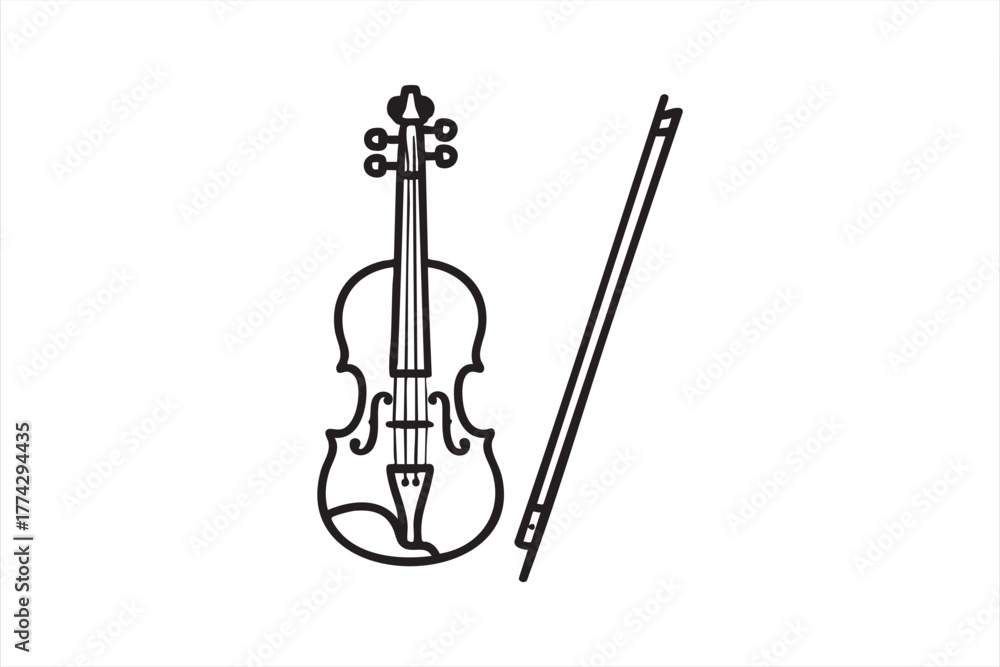Fototapeta premium Minimal vector illustration of a violin representing art, sound, and creativity