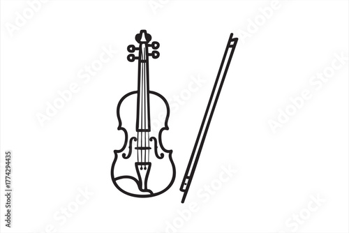 Minimal vector illustration of a violin representing art, sound, and creativity
