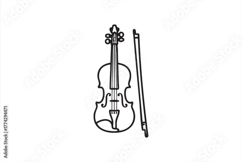 Simple line drawing of violin for classical performance and instrumental visuals