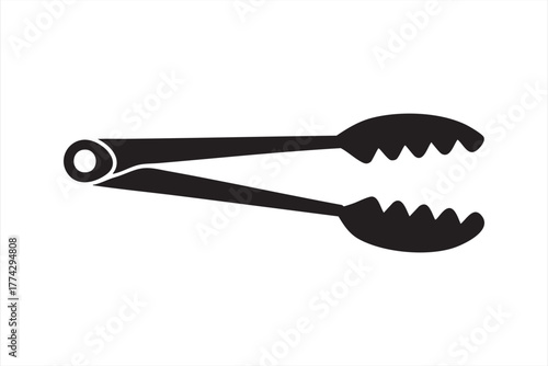Outline cooking tongs icon for kitchen, restaurant, and barbecue design projects