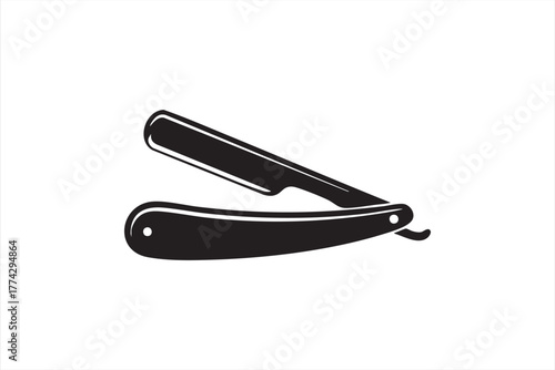 Minimal vector illustration of shaving razor symbolizing barbershop and vintage style
