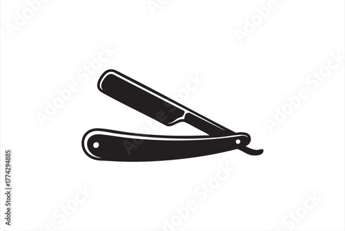Outline straight razor icon for grooming, haircut, and salon design use
