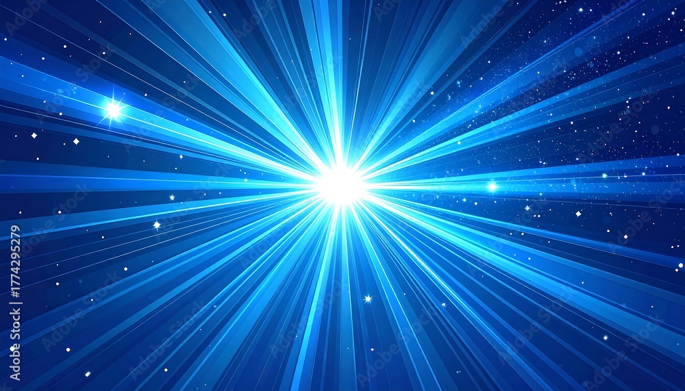 Naklejka premium Radiant blue burst of light radiating from a central point