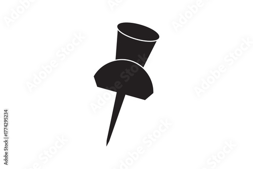 black push pin icon. push pin isolated icon on white background.