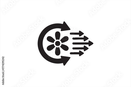 Outline airflow icon for HVAC, cooling, and technology-themed design projects