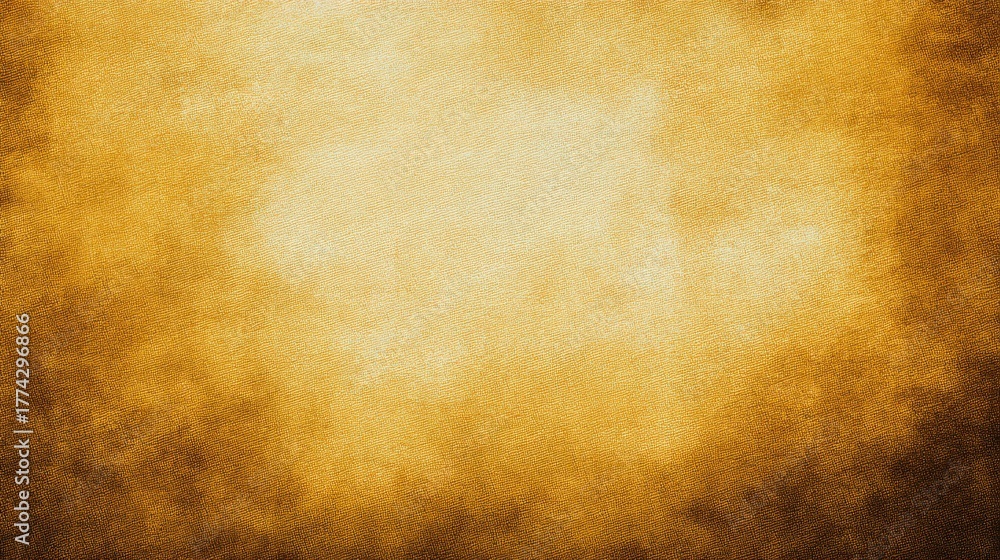 Obraz premium A textured golden-brown background featuring a radiant glow from the center, fading to darker, grungier edges, blurred yellow background