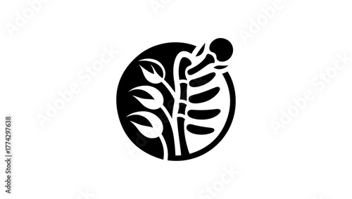 osteoporosis minimal black and white logo vector icon, orthopedic svg, pelvis svg, orthopedic vector, orthopedic logo black and white, hip bone svg, FLOWER, femur bone icon, hip bone ico