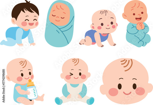 a set vector of babies