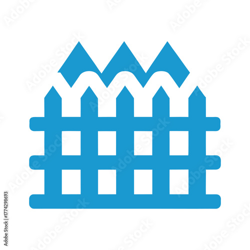 Blue outline cloud icon with falling snowflakes, symbolizing winter weather, snow, cold, and seasonal forecasts.