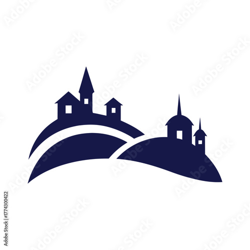 Stylized green foliage illustration forming a symmetrical star pattern around a simple brown cross, clean graphic element.