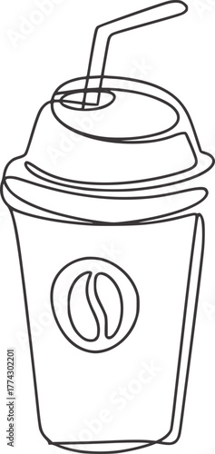 Coffee cup with straw and bean logo drink beverage
