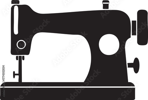 sewing machine vector icon,Silhouette sewing machine black color