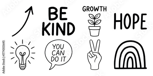 Inspiring collection of motivational and positive graphic elements for design projects