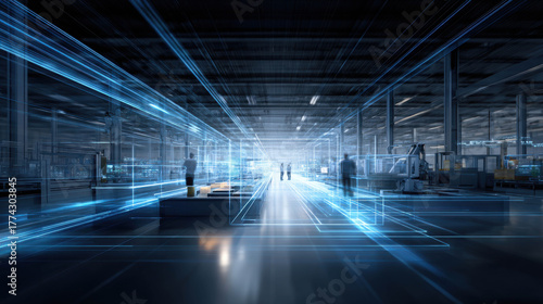 Robotic Workforce Operating Alongside Humans in a High-Tech Industrial Environment with Advanced Technology and Digital Interactions