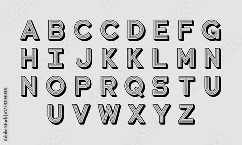 Stylish 3D Alphabet Letters in Gray Color.